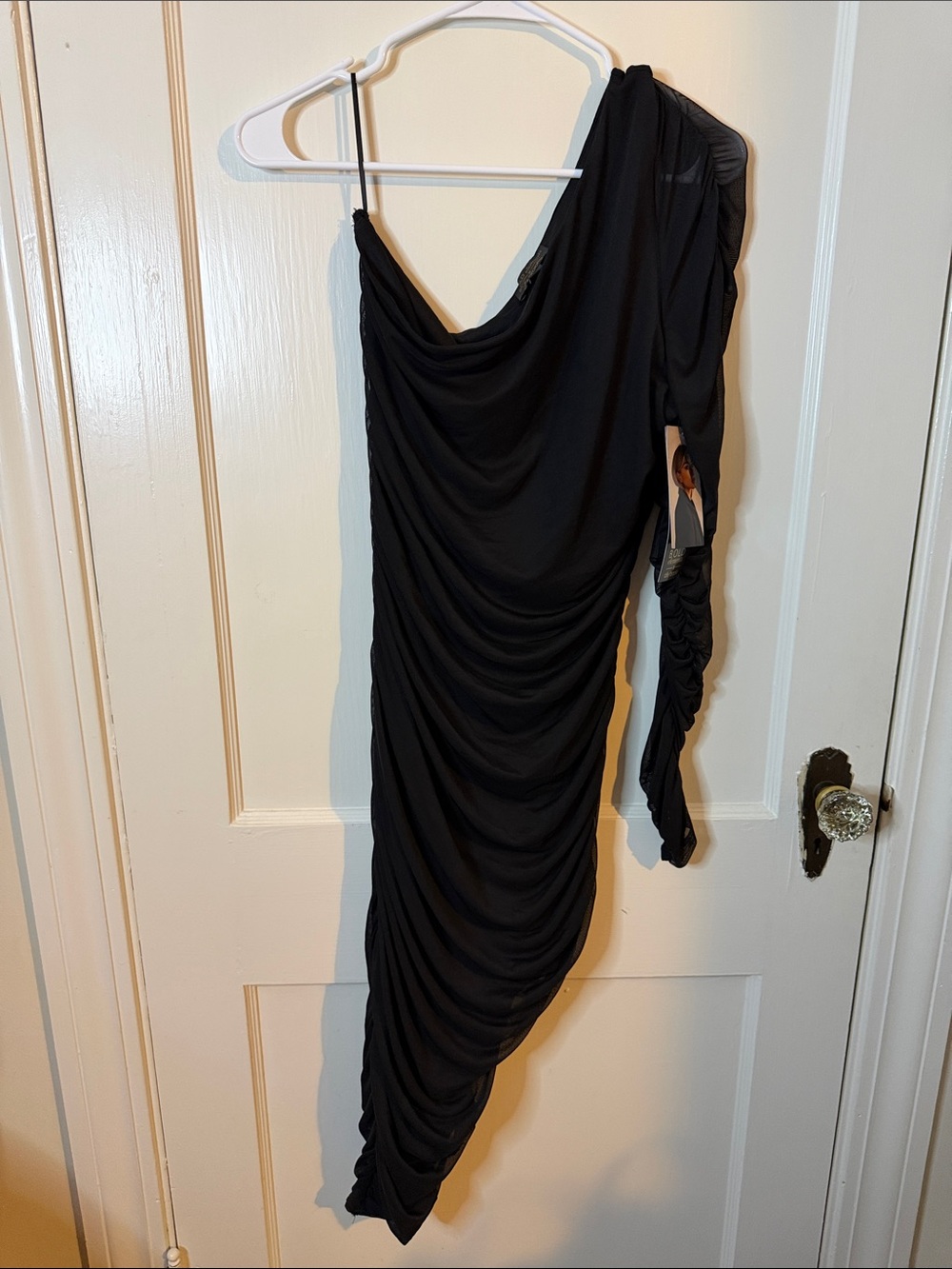 Ally Brooke-Black One-Shoulder Ruched Dress